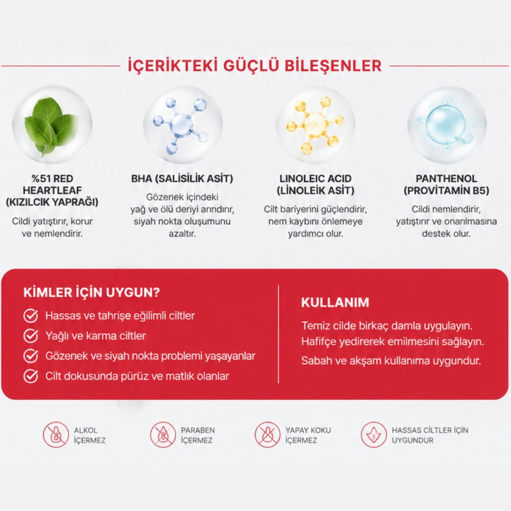 Sungboon Red Heartleaf BHA-Lino Ampul - Dengeleyici Ampul 40ml