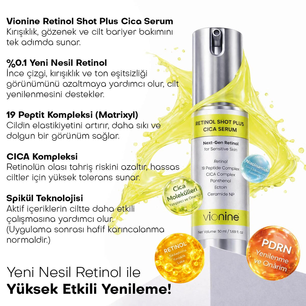 Vionine Retinol Shot Plus Cica Serum 2’li Set - %0,1 Retinol İçeren Cica Serum Seti 50 ml x 2