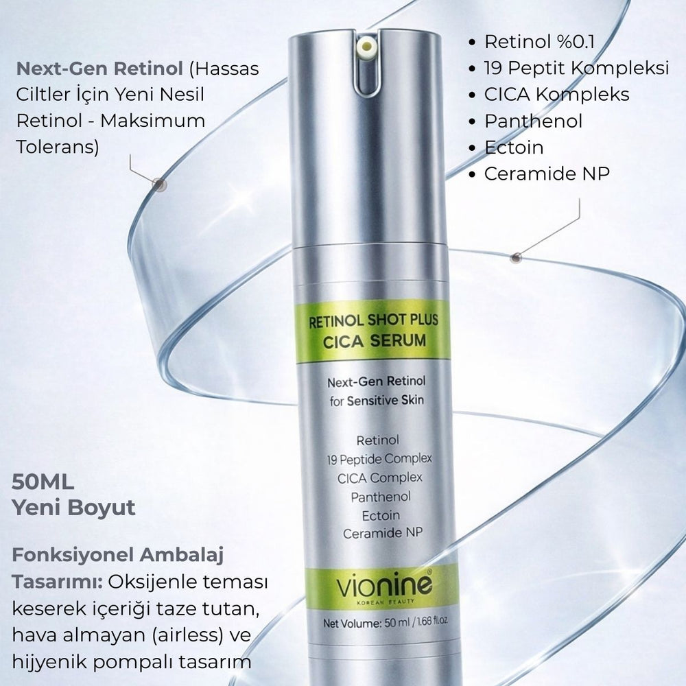 Vionine Retinol Shot Plus Cica Serum 2’li Set - %0,1 Retinol İçeren Cica Serum Seti 50 ml x 2