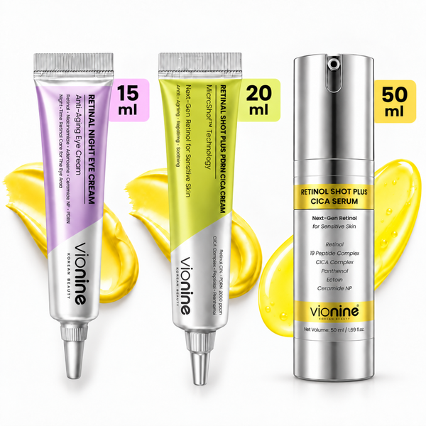 Vionine Gece Bakım Seti 3'lü - Retinol Serum + Retinal Krem + Göz Kremi