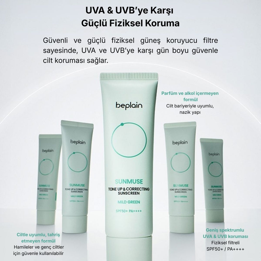 Beplain Sunmuse Mild Green Tone-Up Sunscreen SPF50+ PA++++ - Güneş Kremi 50ml
