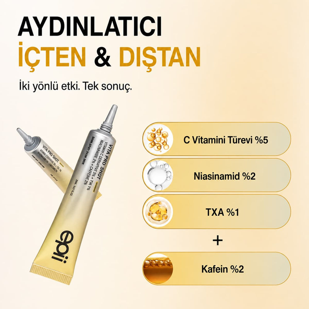 Epii Vita Pro Shot - %5 C Vitamini Türevi, Kafein, Niasinamid, TXA 20ml