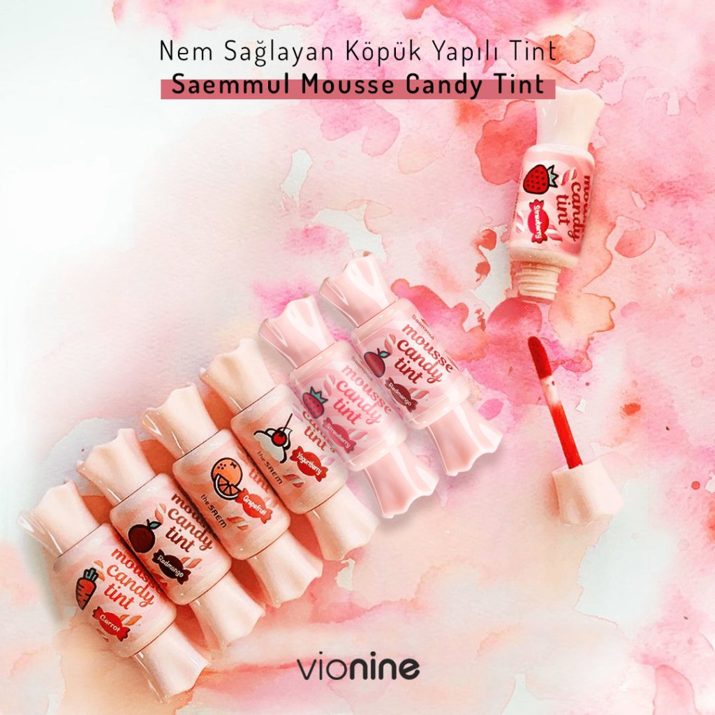 【なるみん】ストロベリーカフ 5ml The Saem Mousse Candy Tint Köpük Dudak Tint – Vionine