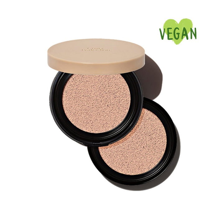 The Saem Vegan Cover Perfection Sebum Kontrolü Sağlayan Kapatıcı Etkili Cushion 1.0 Clear Beige SPF50+ PA++++ (İç Yedeği ile Beraber Set) - THE SAEM - Vionine