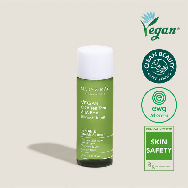 Vegan CICA Tea Tree AHA PHA Blemish Toner 30 ml - Mary & May - Vionine