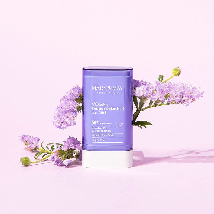 Bakuchiol ve 25 çeşit peptit içeren formülüyle kırışıklık görünümüne karşı SPF50+ PA++++ yaşlanma karşıtı güneş sticki.