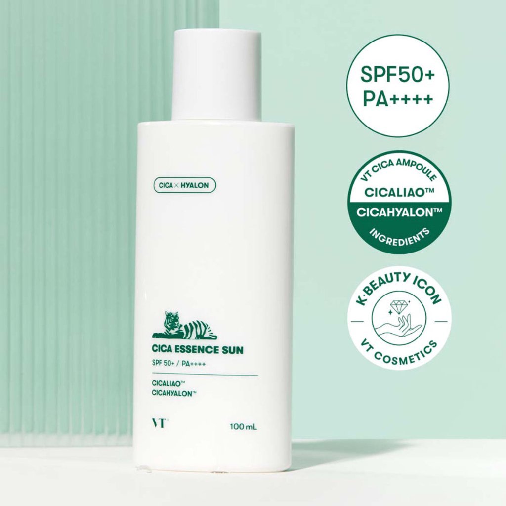 Cica özlü, ferahlatıcı mineral formülüyle hassas ciltlere yönelik SPF50+ PA++++ UV korumalı güneş esansı.