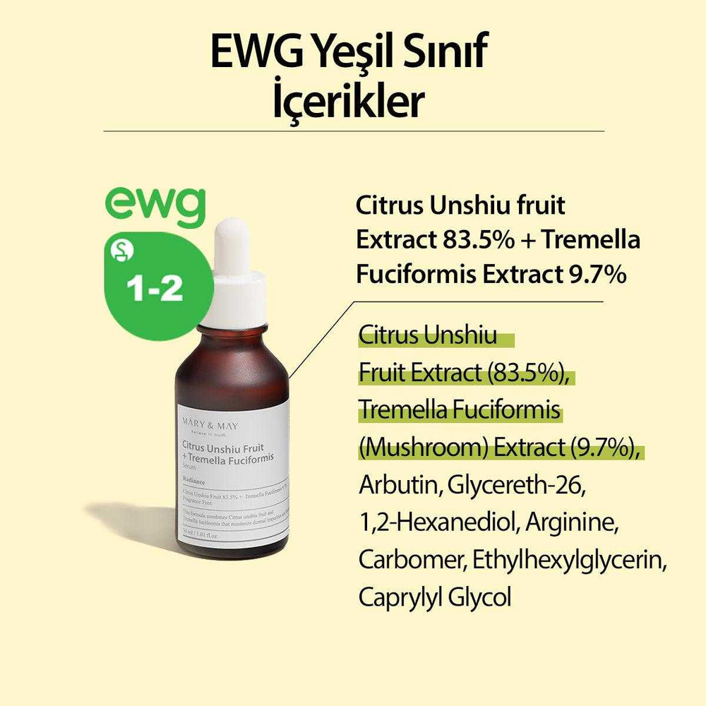 C Vitamini Içeren Leke karşıtı Aydınlatıcı Citrus Unshiu Tremella Fuciformis Serum 30 mL - Mary & May - Vionine