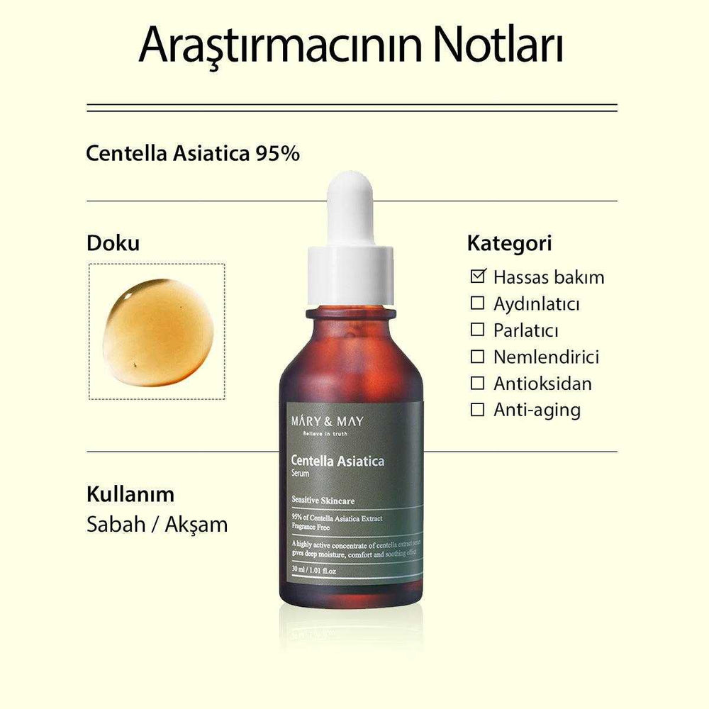 Centella Asiatica Kızarıklık ve Hassasiyet Karşıtı Centella Özü İçeren Onarıcı Serum 30 mL - Mary & May - Vionine