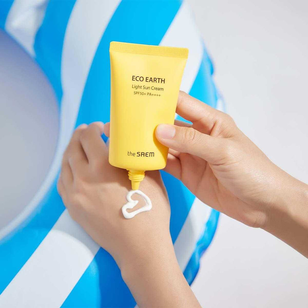 The Saem Light Sun Cream doku uygulama makyaj altı üstü Niacinamide leke karşıtı