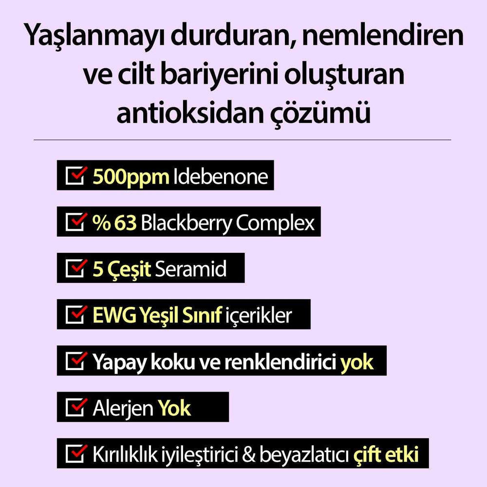 Idebenone + Blackberry Antioksidan ve Yaşlanma Karşıtı Nemlendirici Complex Intensive Cream 70 gr - Mary & May - Vionine