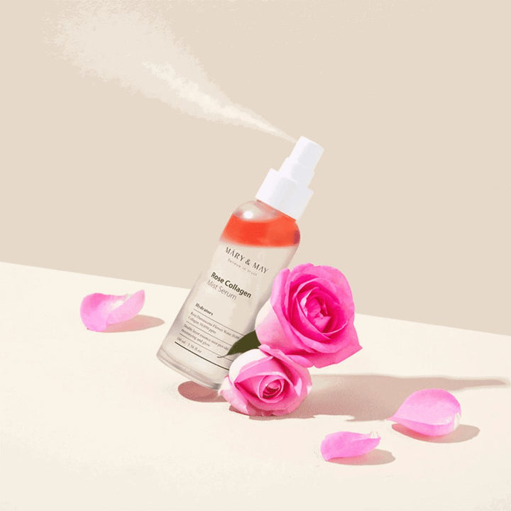 Kolajen, Gül Suyu ve Hyalüronik Asit İçeren Nemlendirici - Rose Collagen Mist Serum 100 mL - Mary & May - Vionine