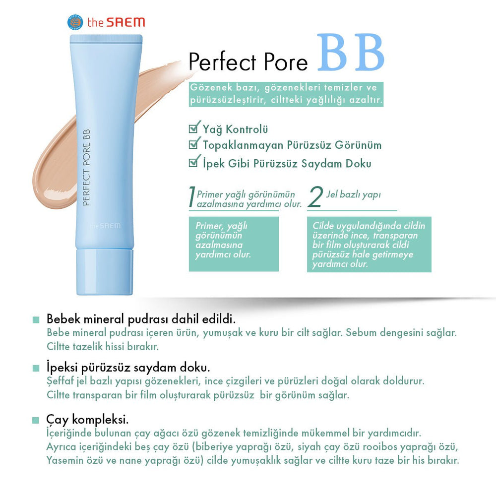 Saemmul Perfect Pore BB Krem SPF30 PA++ - Natural Beige 30 mL - THE SAEM - Vionine